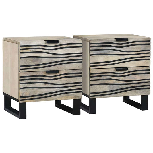 Armário de Cabeceira 2 pcs Branco e preto 40 x 33 x 46 cm