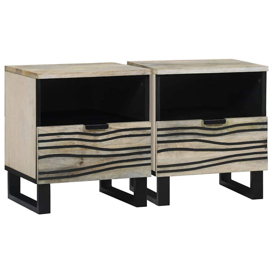 Armário de Cabeceira 2 pcs Branco e preto 40 x 33 x 46 cm