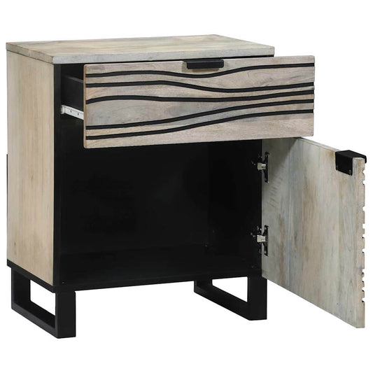 Armário de Cabeceira com gaveta Branco e preto 50 x 33 x 60 cm