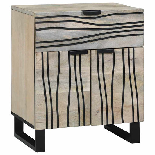 Armário de Cabeceira com gaveta Branco e preto 50 x 33 x 60 cm