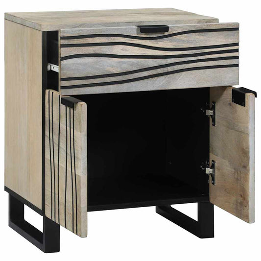 Armário de Cabeceira com gaveta Branco e preto 50 x 33 x 60 cm