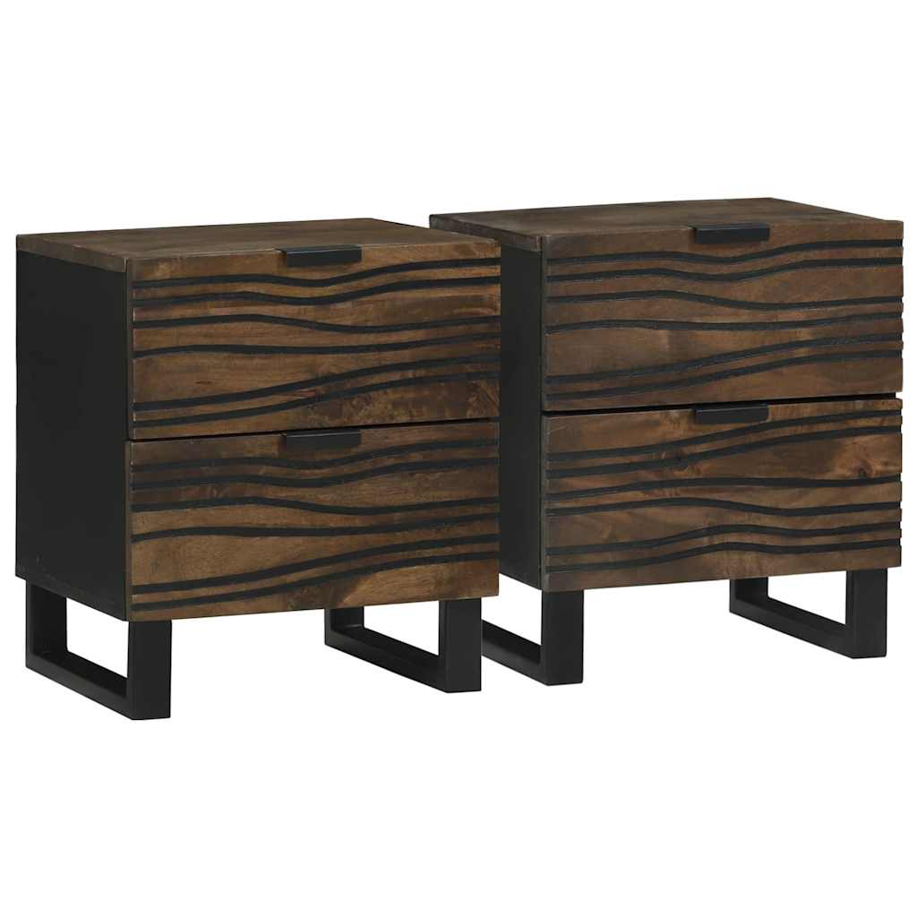 Armário de Cabeceira com gaveta 2 pcs Nogueira 40 x 33 x 46 cm