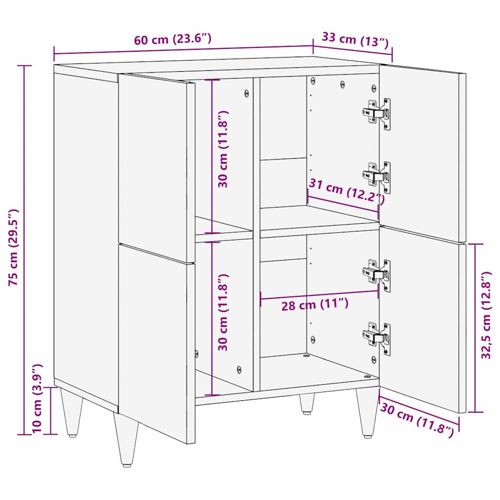 Buffet Castanho-claro 33.5 x 60 x 75 cm