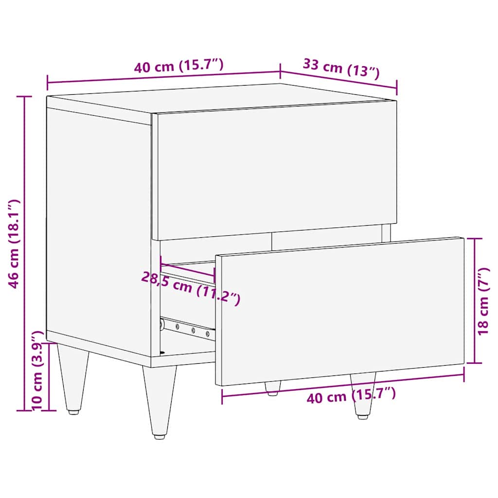 Mesa-de-cabeceira com gaveta Bege 40 x 33 x 46 cm