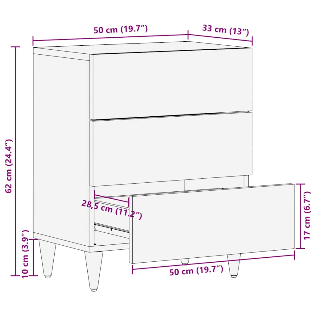 Mesa-de-cabeceira com gaveta Bege 50 x 33 x 60 cm