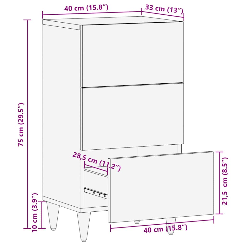 Buffet com gaveta Branco 33.5 x 40 x 75 cm