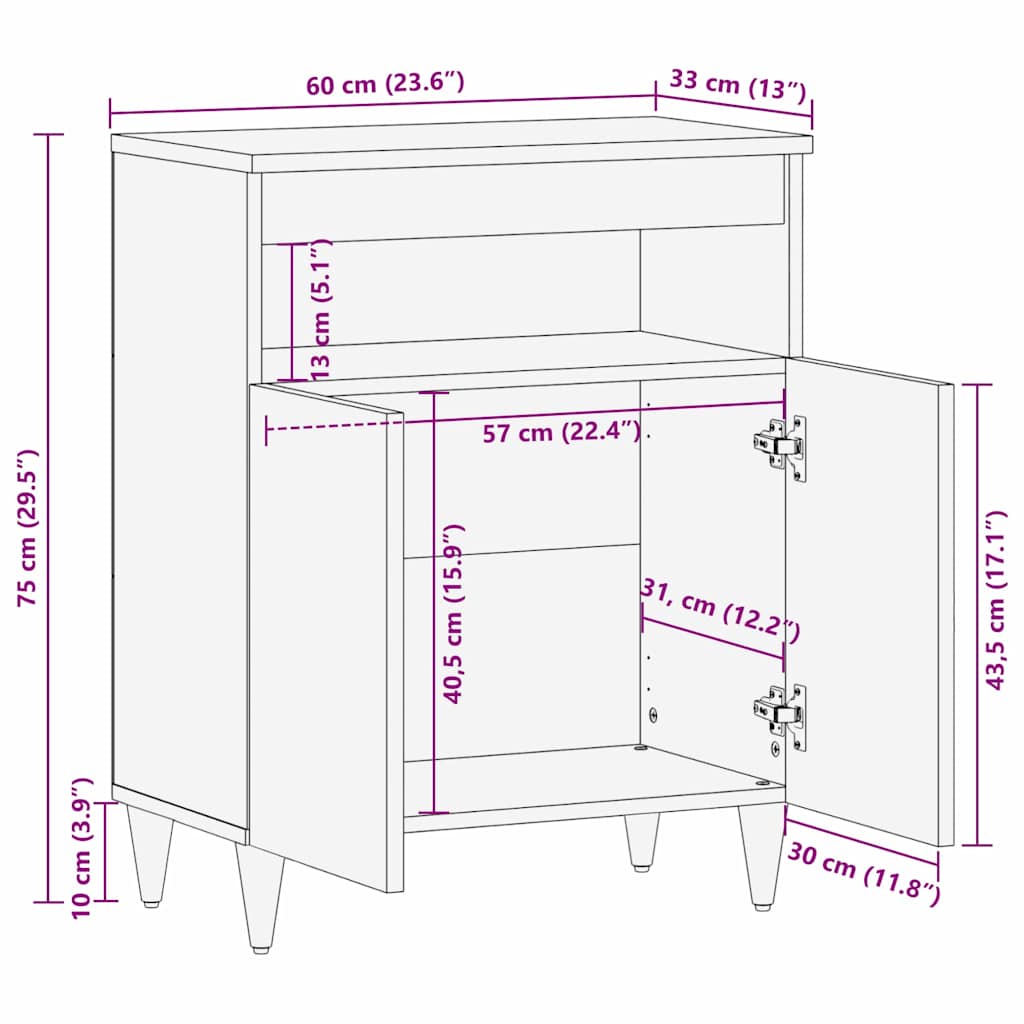 Buffet Branco 33.5 x 60 x 75 cm