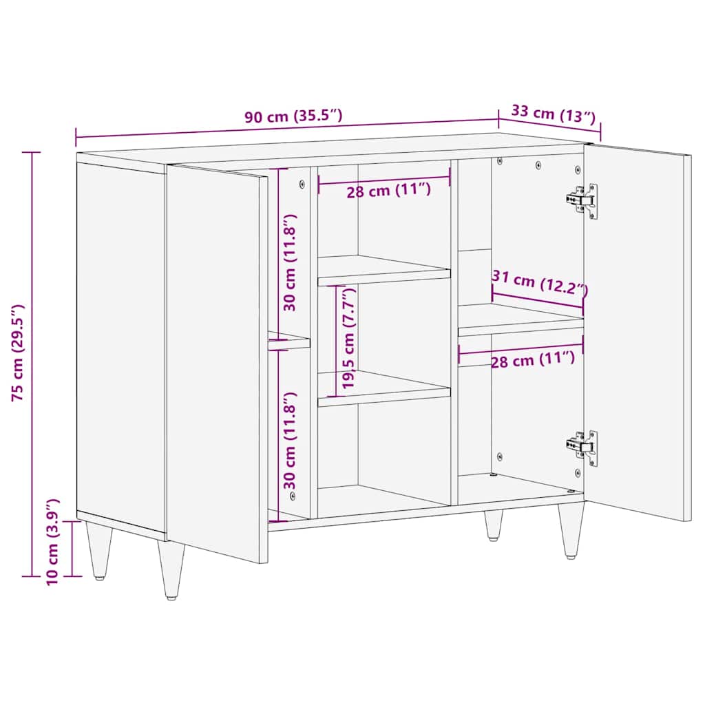 Buffet Branco 33.5 x 90 x 75 cm