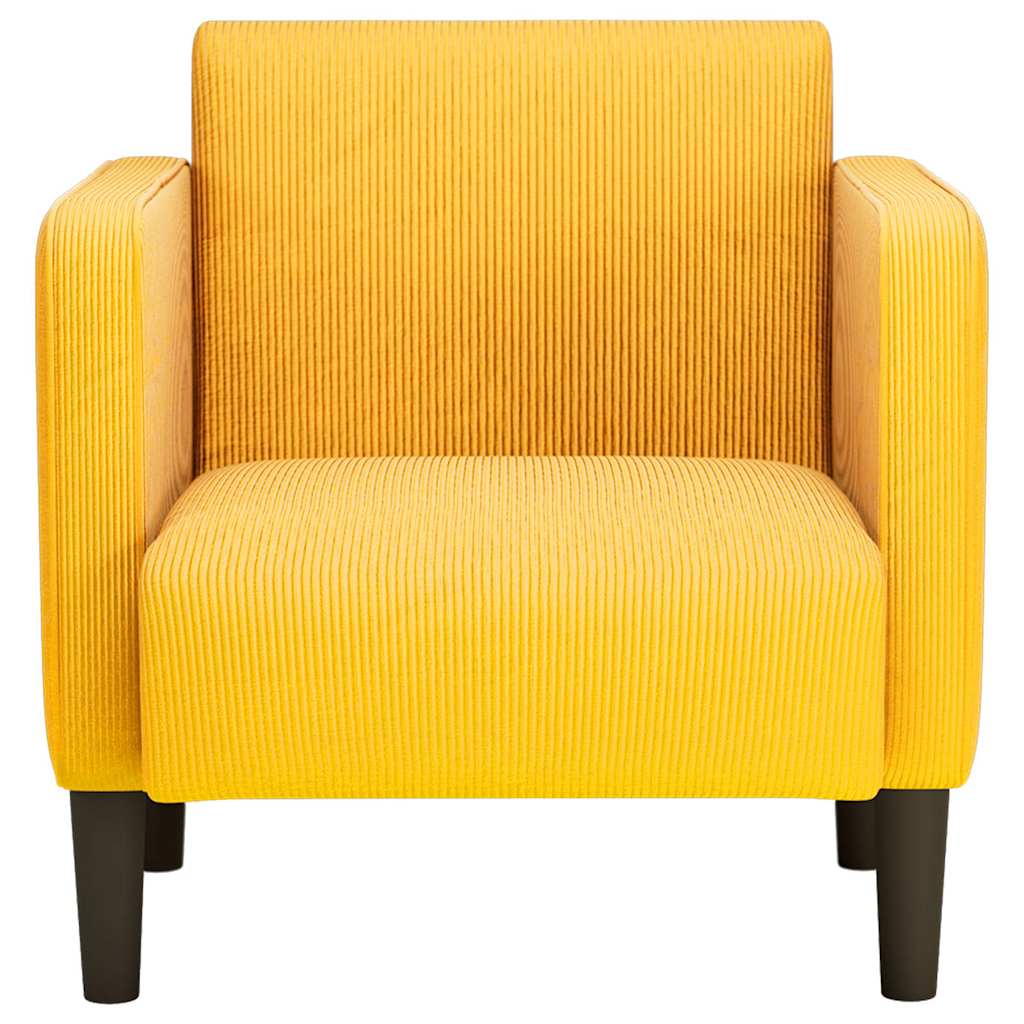 Poltrona com apoio de braços tecido corduroy amarelo-claro
