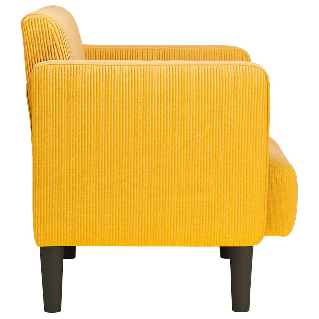 Poltrona com apoio de braços tecido corduroy amarelo-claro