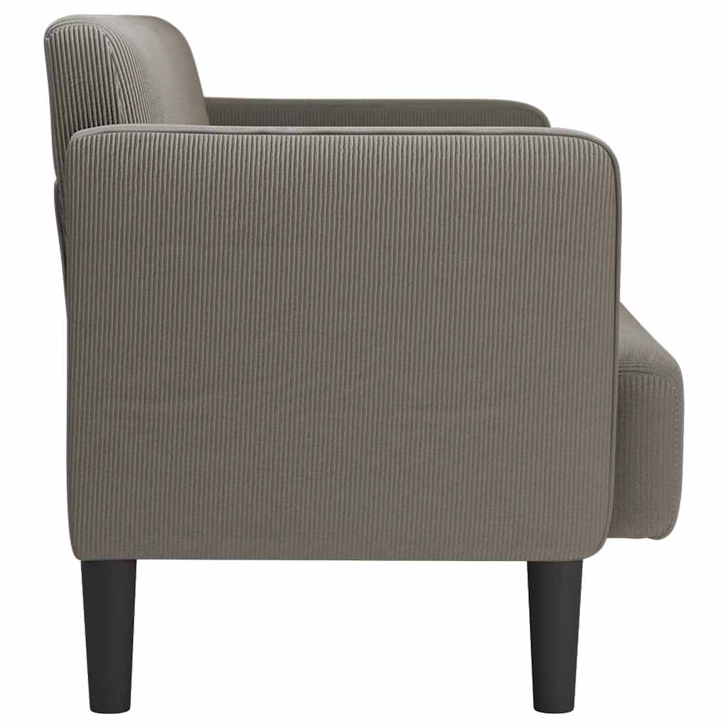 Sofá-luvas 109 cm tecido corduroy cinzento-claro