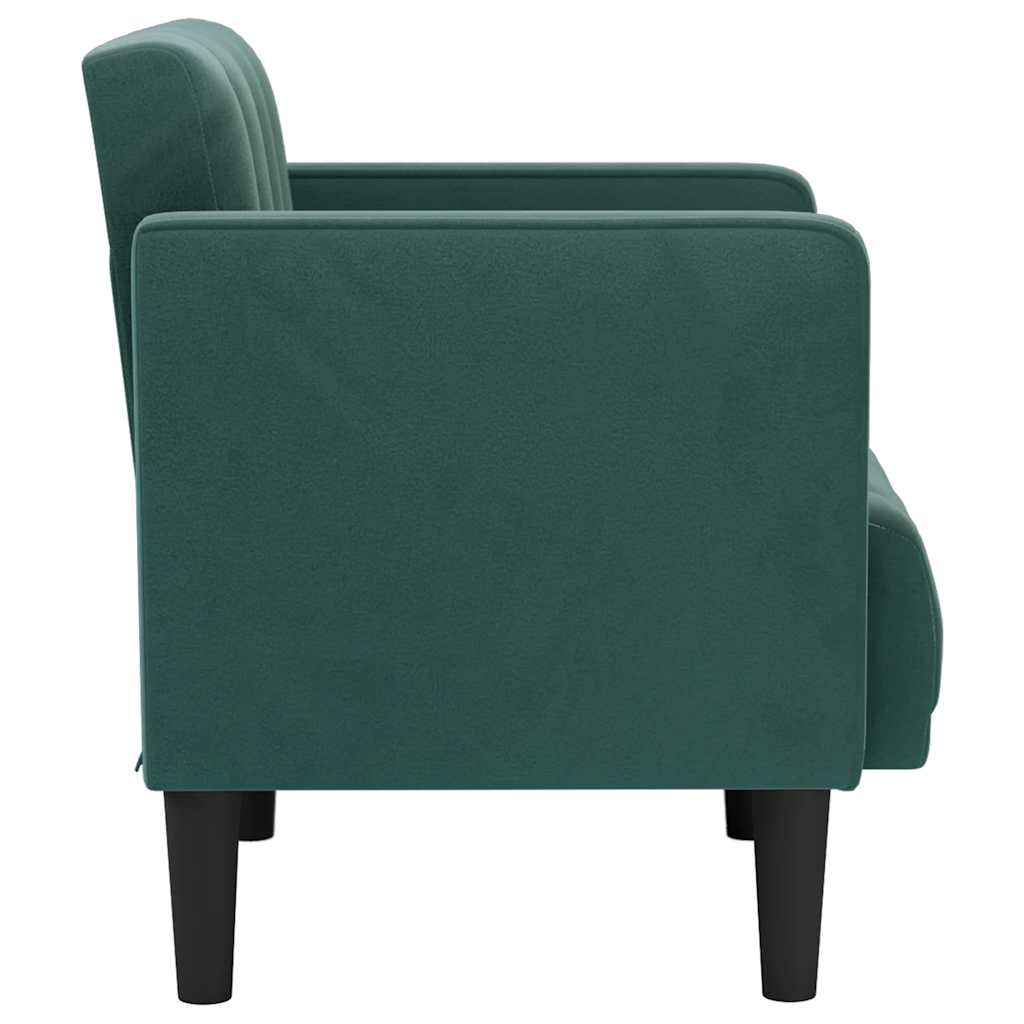 Poltrona com apoio de braços veludo verde-escuro