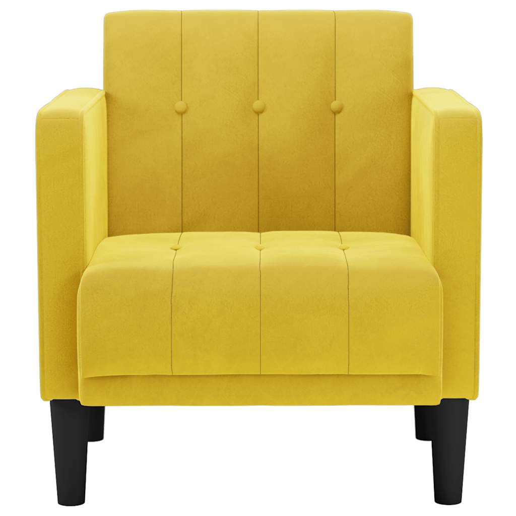 Poltrona com apoio de braços veludo amarelo