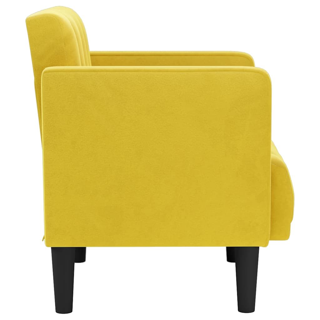 Poltrona com apoio de braços veludo amarelo