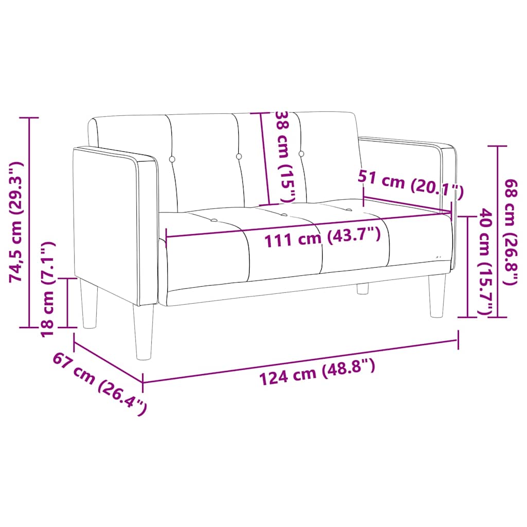 Sofá-luvas 111 cm tecido creme
