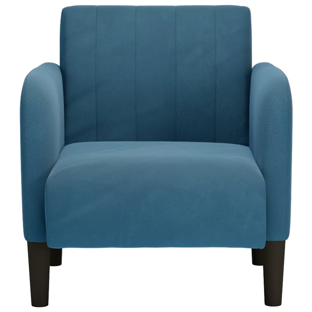 Poltrona com apoio de braços veludo azul