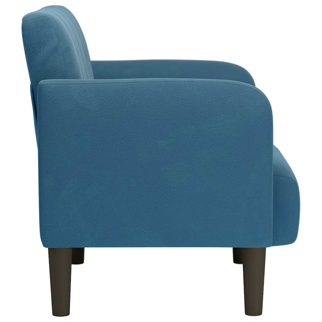 Poltrona com apoio de braços veludo azul