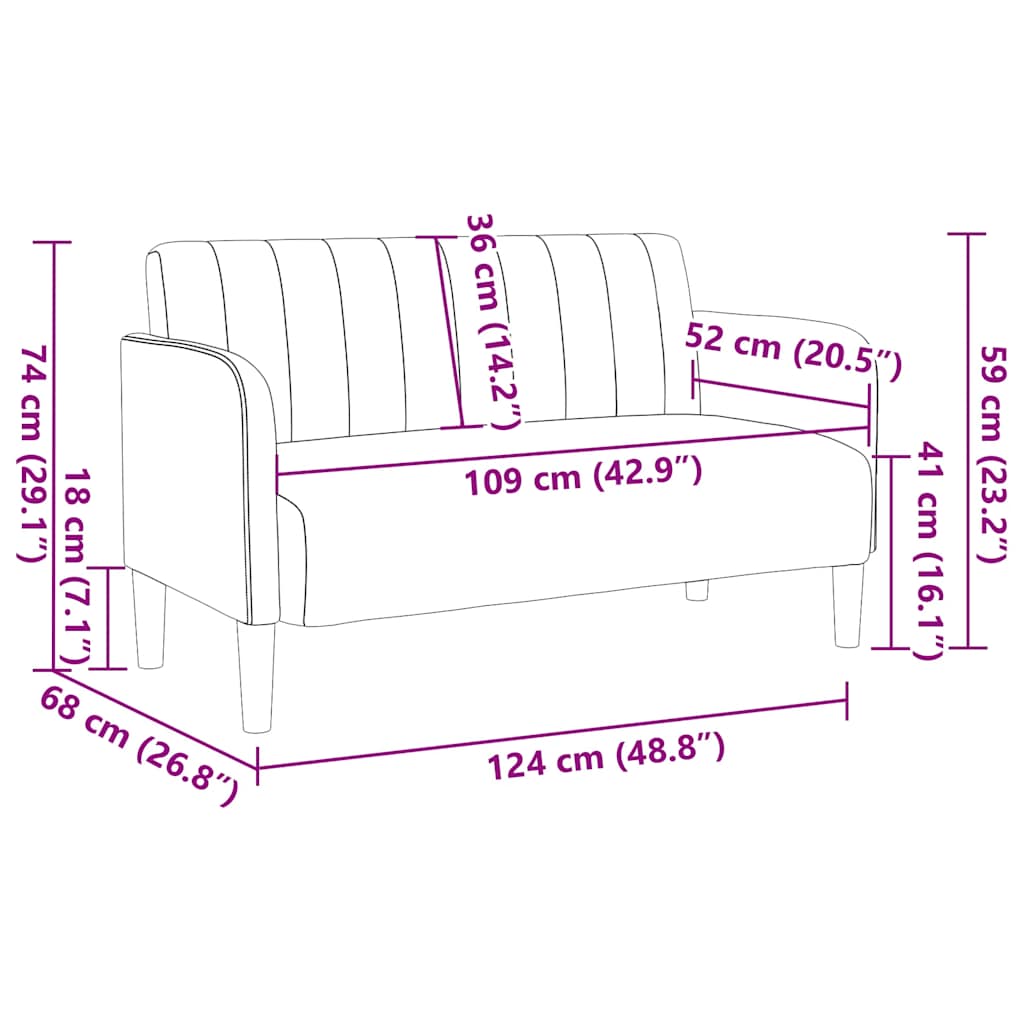 Sofá-luvas 109 cm veludo cinzento-escuro