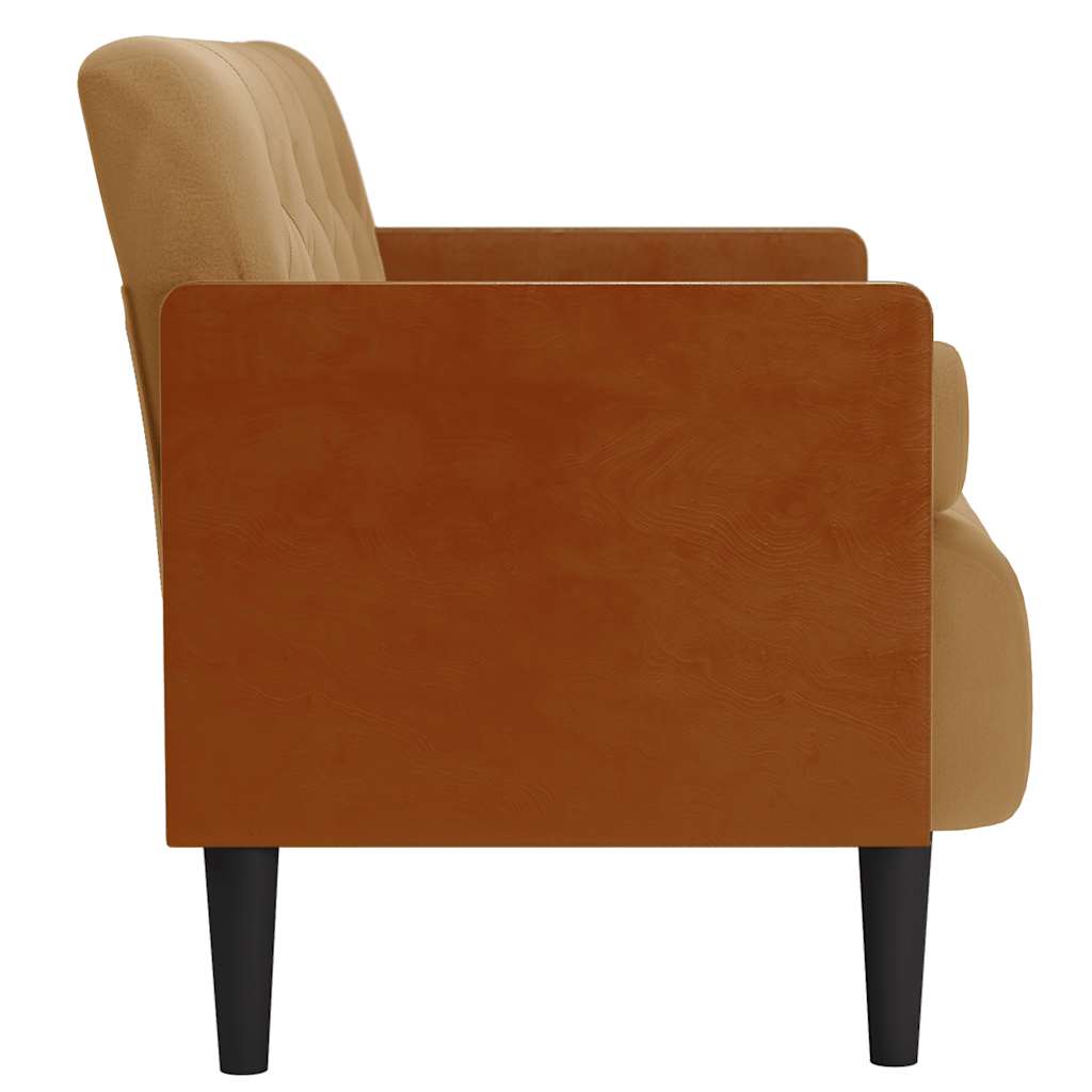 Sofá-luvas com rolos 110 cm veludo castanho