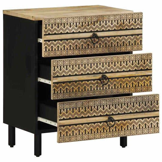 Mesa cabeceira 50x33x62cm madeira mangueira áspera maciça preto