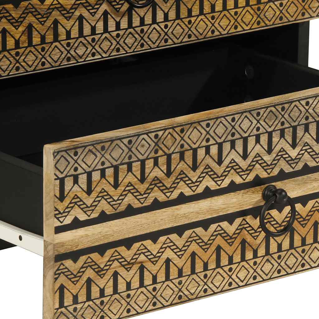 Mesa cabeceira 50x33x62cm madeira mangueira áspera maciça preto