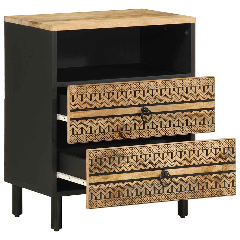 Mesa cabeceira 50x33x62cm madeira mangueira áspera maciça preto