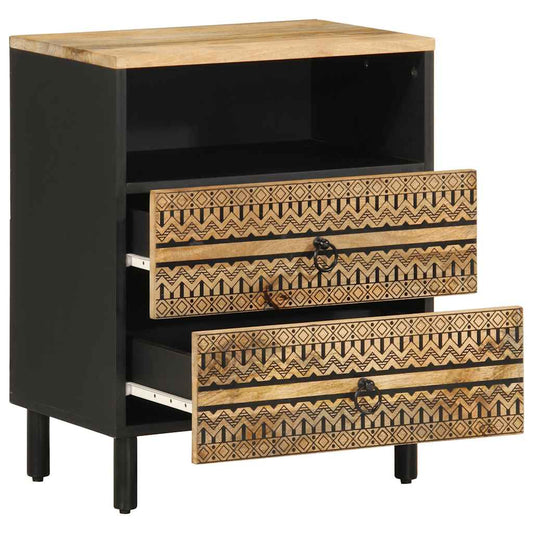 Mesa cabeceira 50x33x62cm madeira mangueira áspera maciça preto