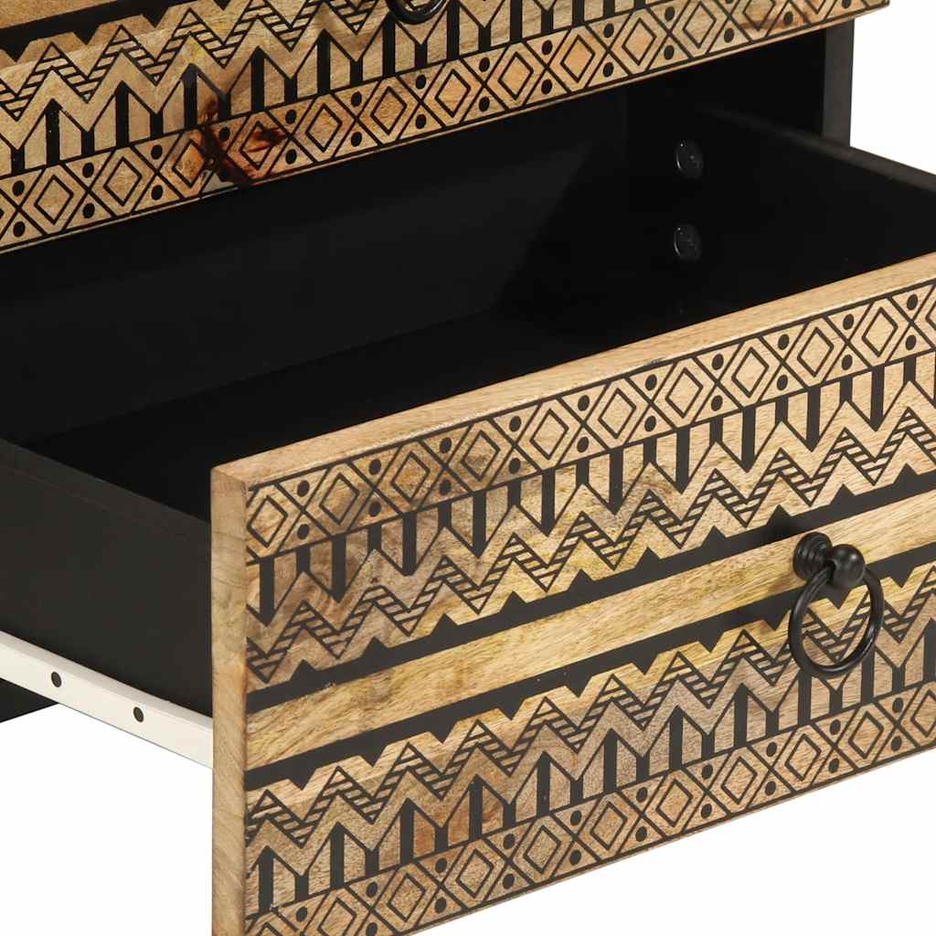 Mesa cabeceira 50x33x62cm madeira mangueira áspera maciça preto