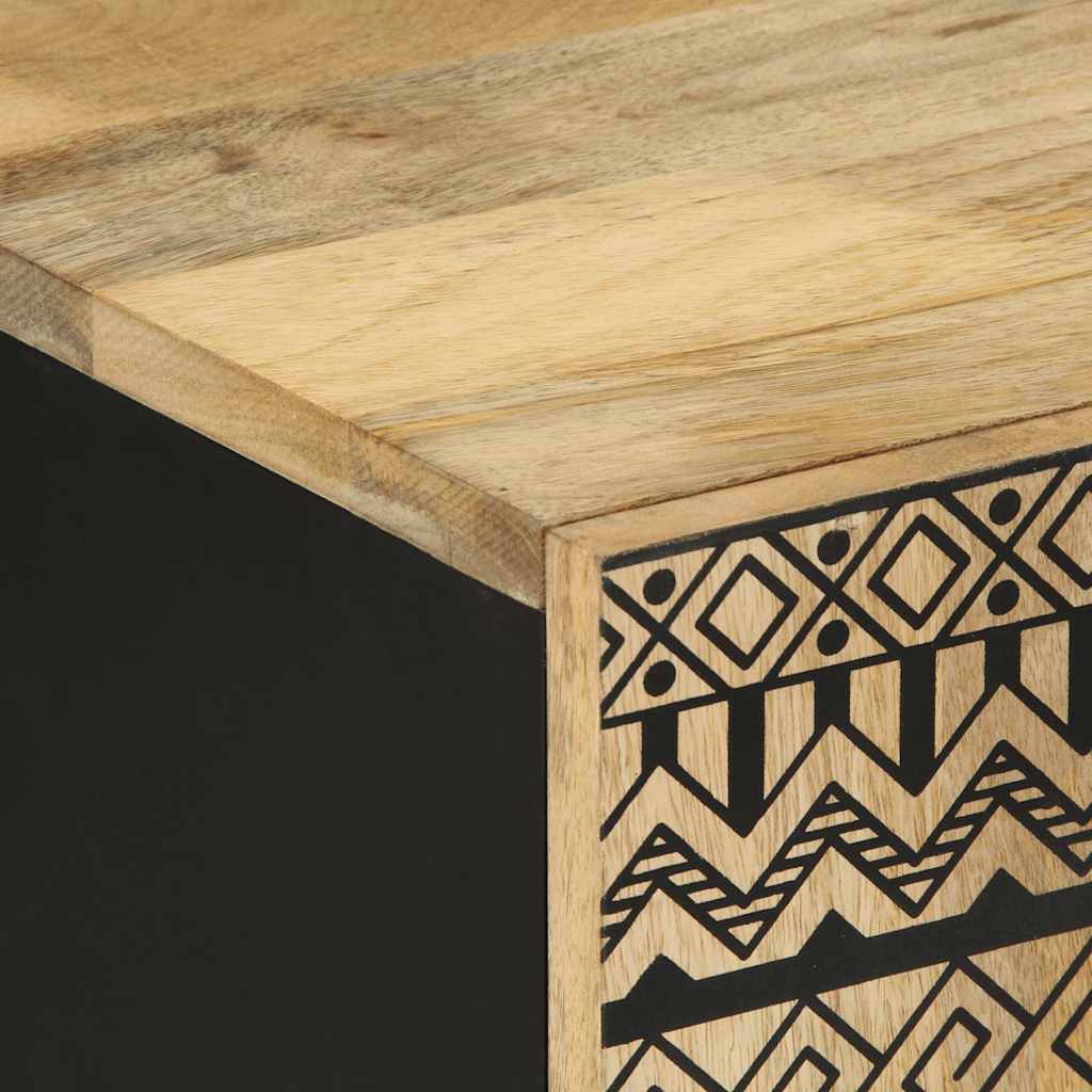 Móvel de TV de madeira mangueira áspera maciça preto