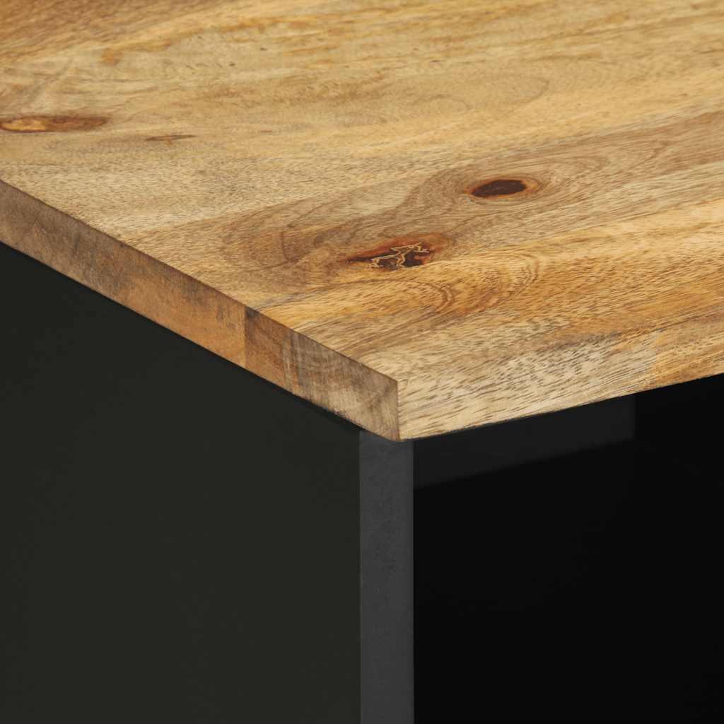 Móvel de TV de madeira mangueira áspera maciça preto