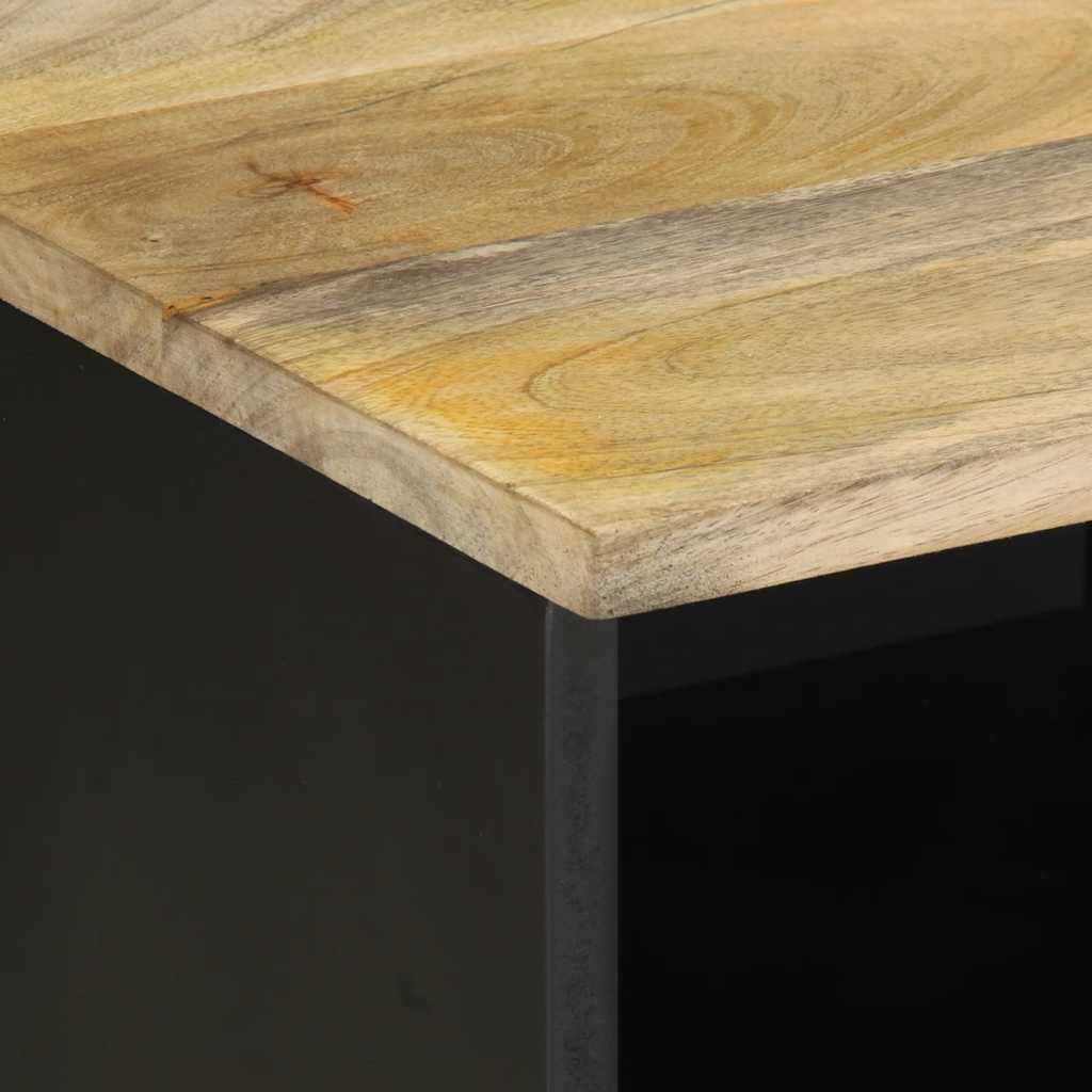 Móvel de TV de madeira mangueira áspera maciça preto