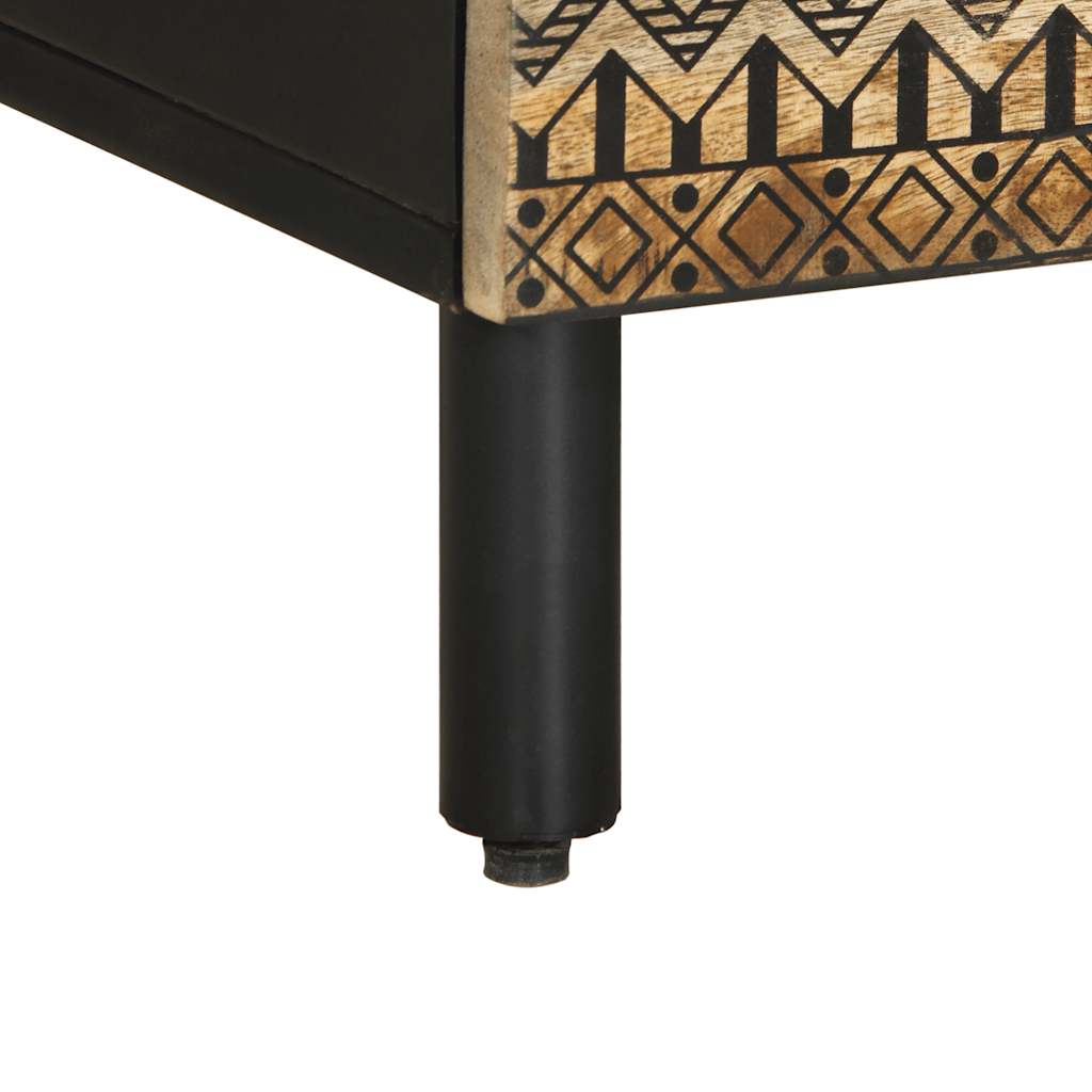 Móvel de TV de madeira mangueira áspera maciça preto