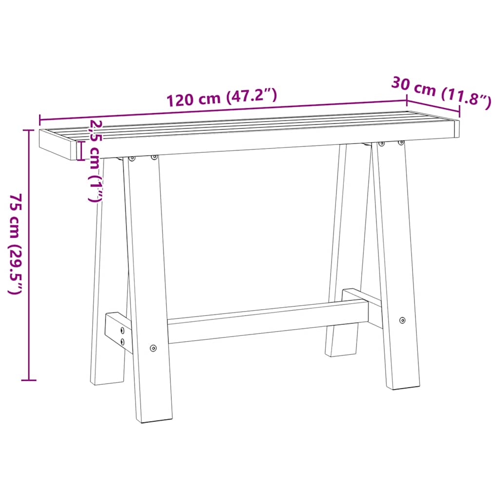 Mesa consola NOAIN pernas em forma de A 120x30x75 cm
