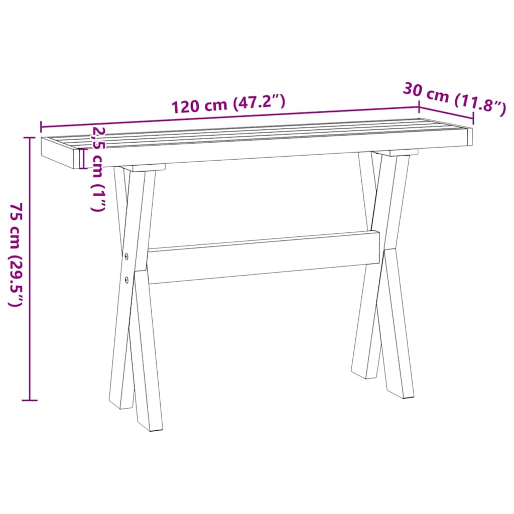 Mesa consola NOAIN pernas em forma de X 120x30x75 cm