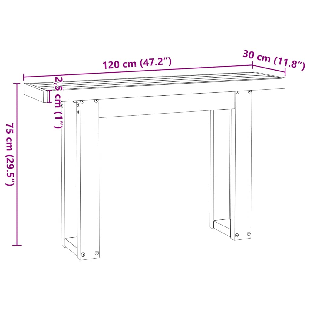 Mesa consola NOAIN pernas em forma de U 120x30x75 cm