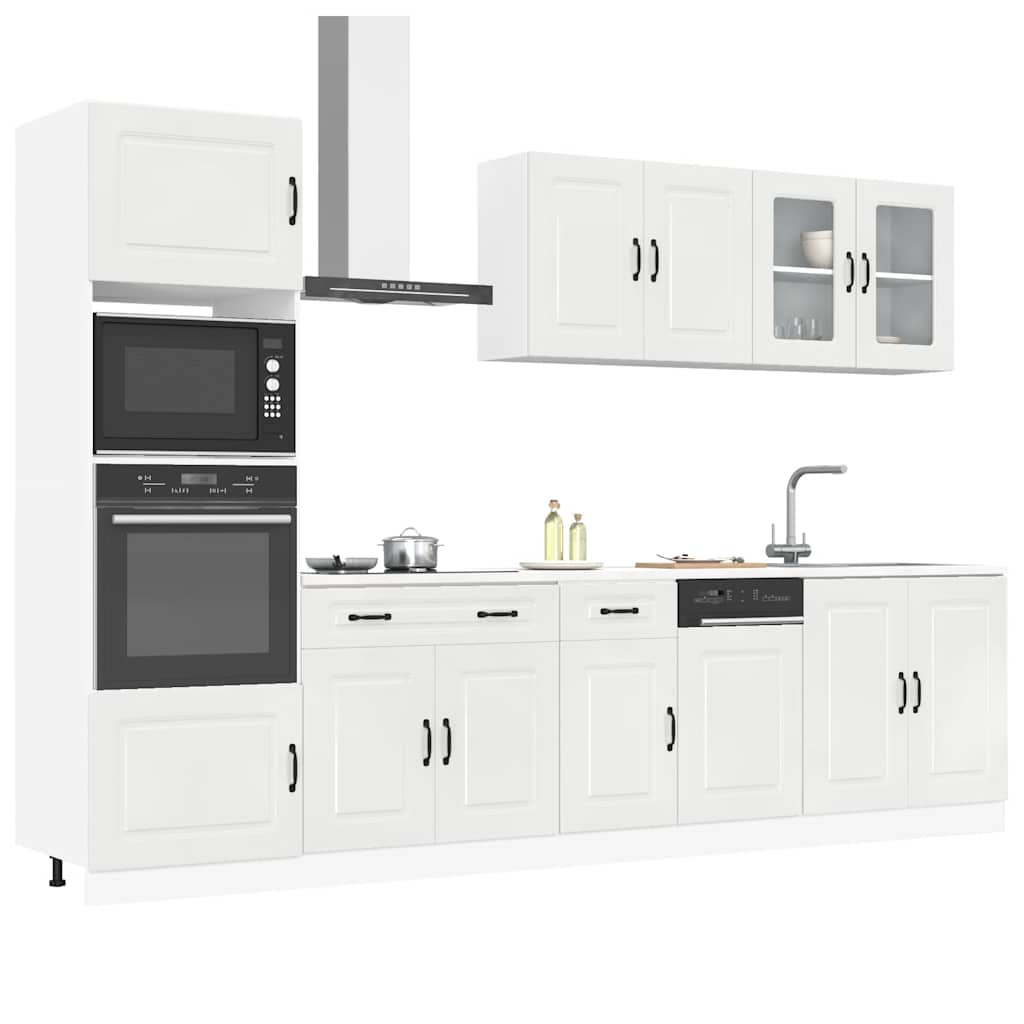 7 peças armário de cozinha conjunto Kalmar branco brilhante