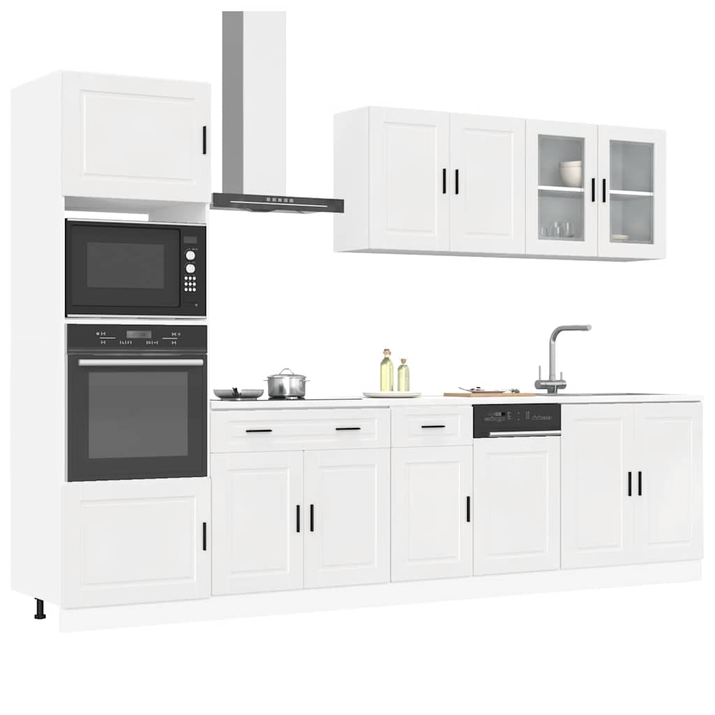 7 peças armário de cozinha conjunto Kalmar branco brilhante