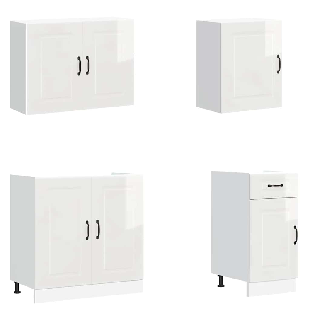 7 peças armário de cozinha conjunto Kalmar branco brilhante
