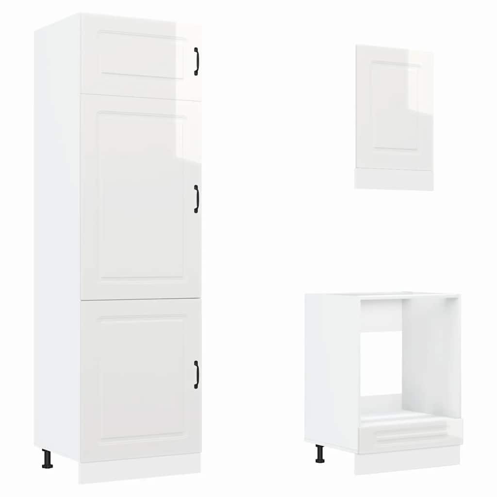 7 peças armário de cozinha conjunto Kalmar branco brilhante