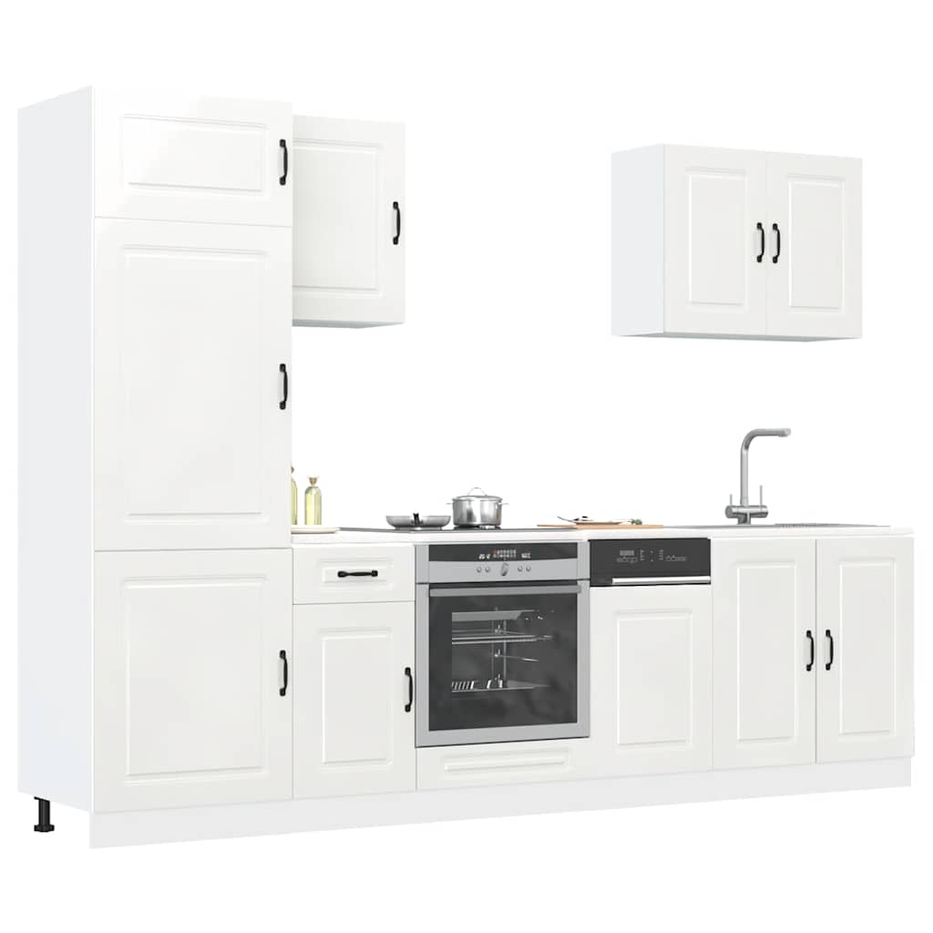 7 peças armário de cozinha conjunto Kalmar branco brilhante
