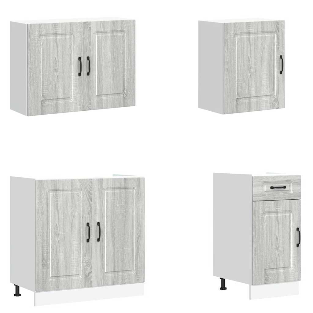 7 peças armário de cozinha conjunto Kalmar cinza sonoma