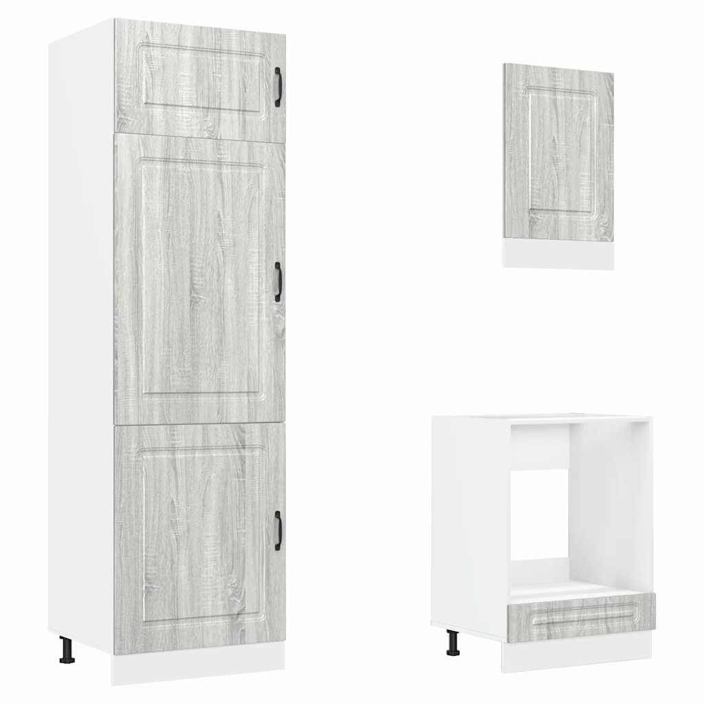 7 peças armário de cozinha conjunto Kalmar cinza sonoma
