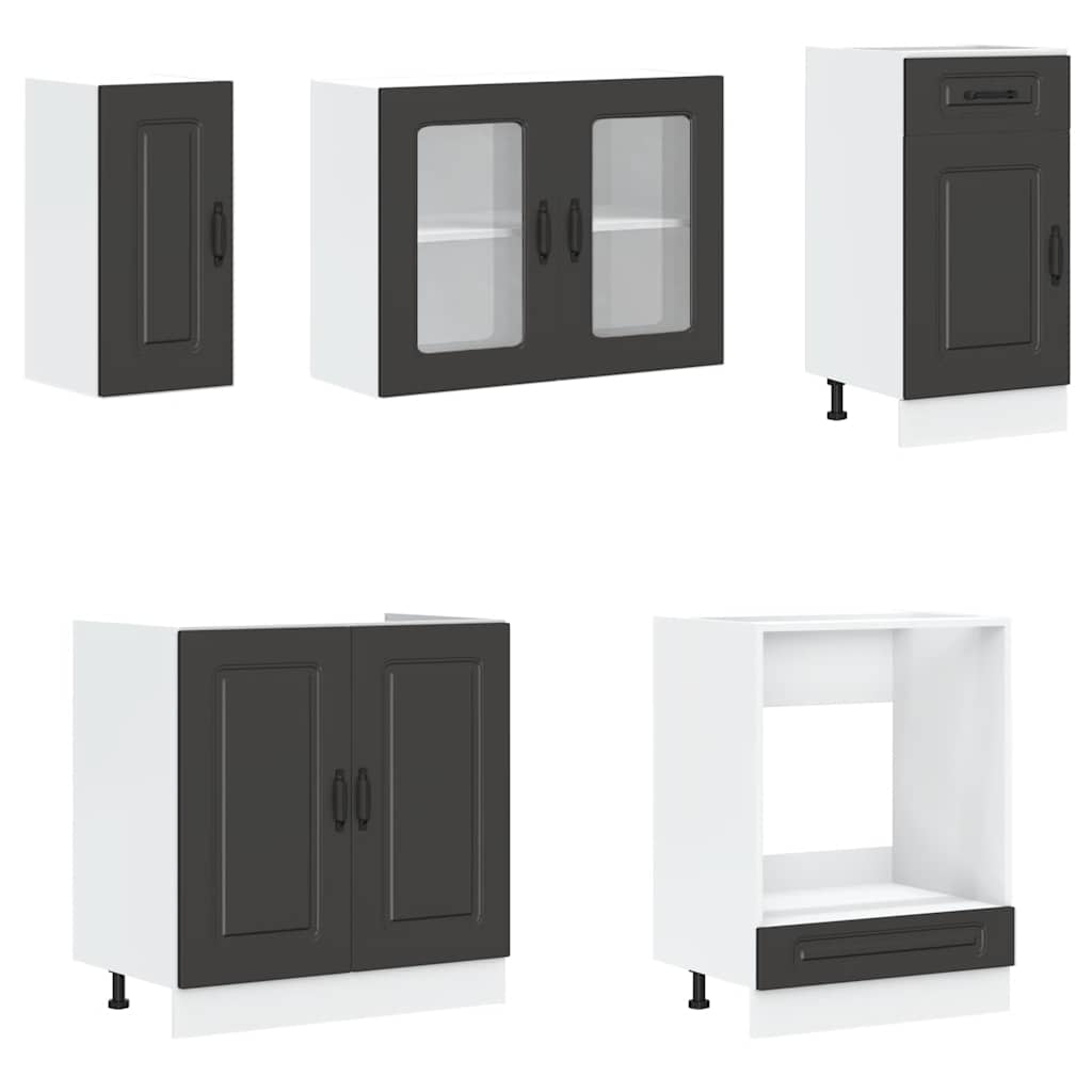 8 peças armário de cozinha conjunto Kalmar preto