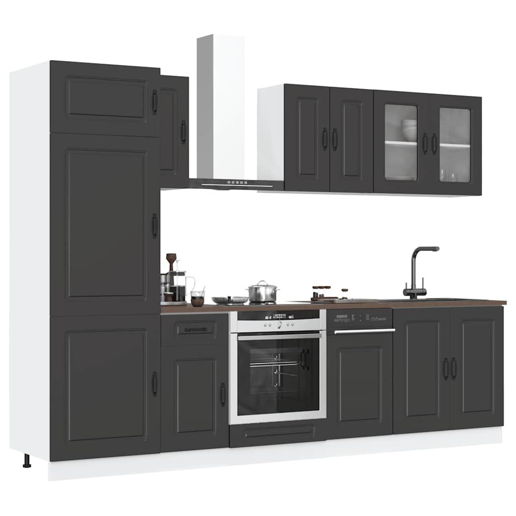 8 peças armário de cozinha conjunto Kalmar preto