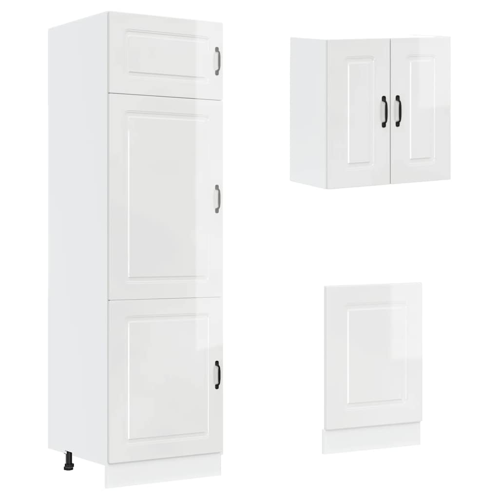 8 peças armário de cozinha conjunto Kalmar branco brilhante