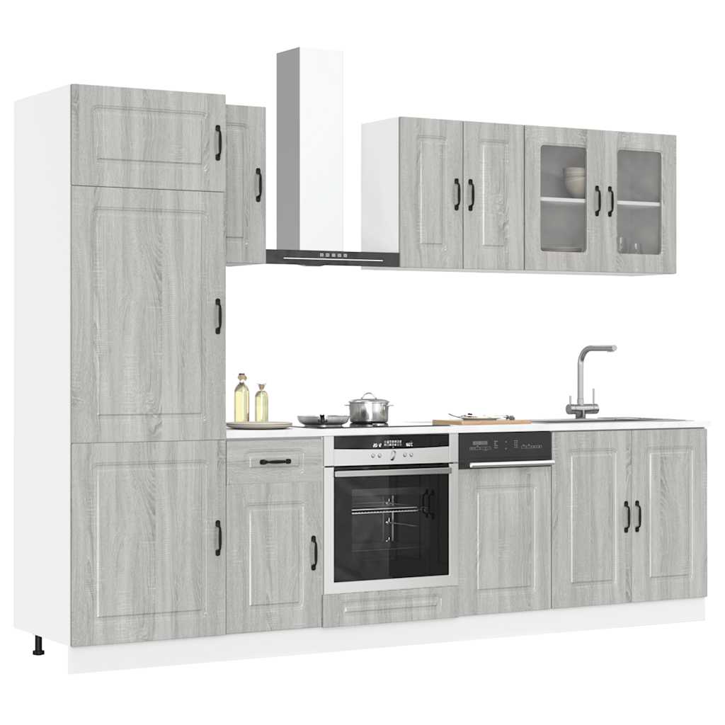 8 peças armário de cozinha conjunto Kalmar cinza sonoma
