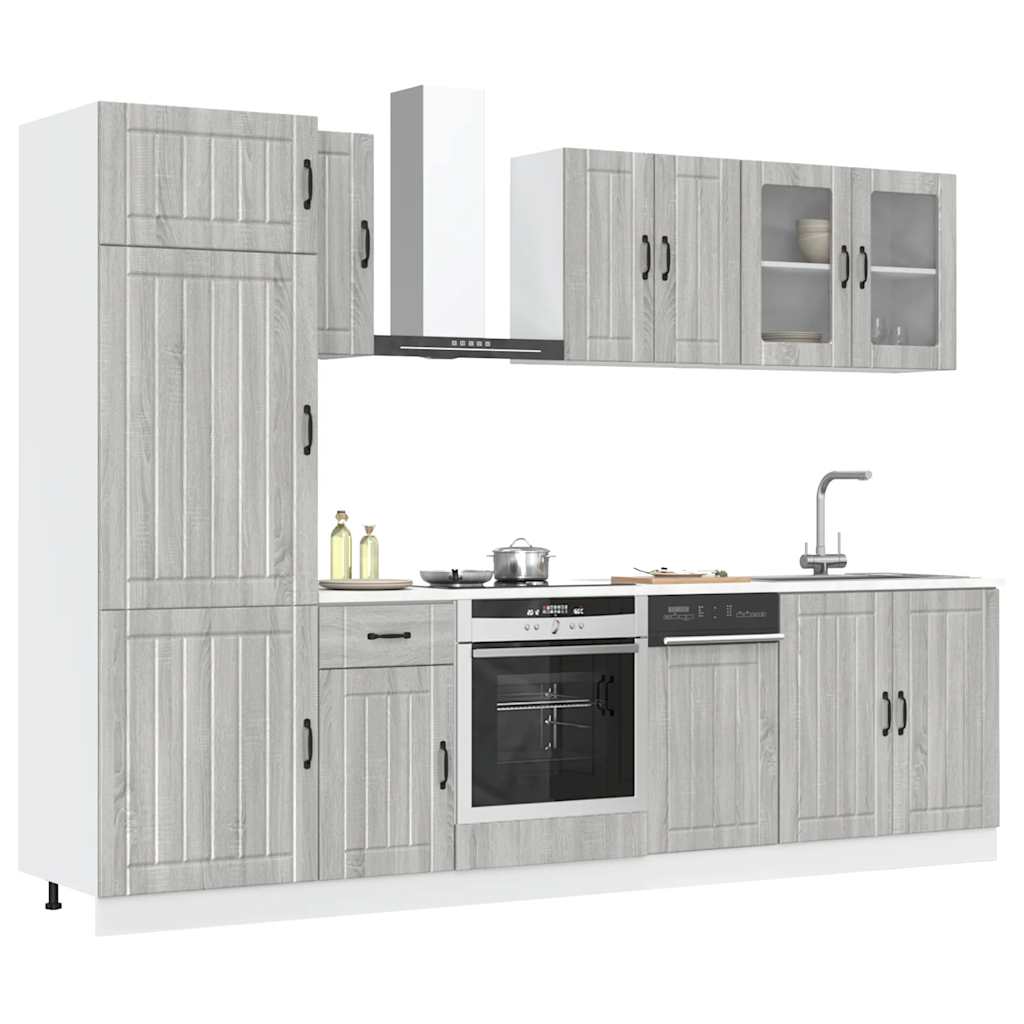 8 peças armário de cozinha conjunto Kalmar cinza sonoma