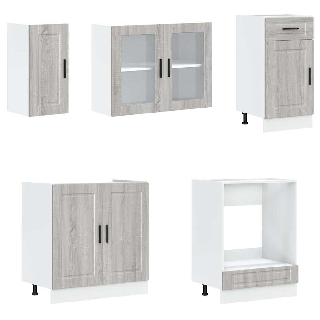 8 peças armário de cozinha conjunto Kalmar cinza sonoma