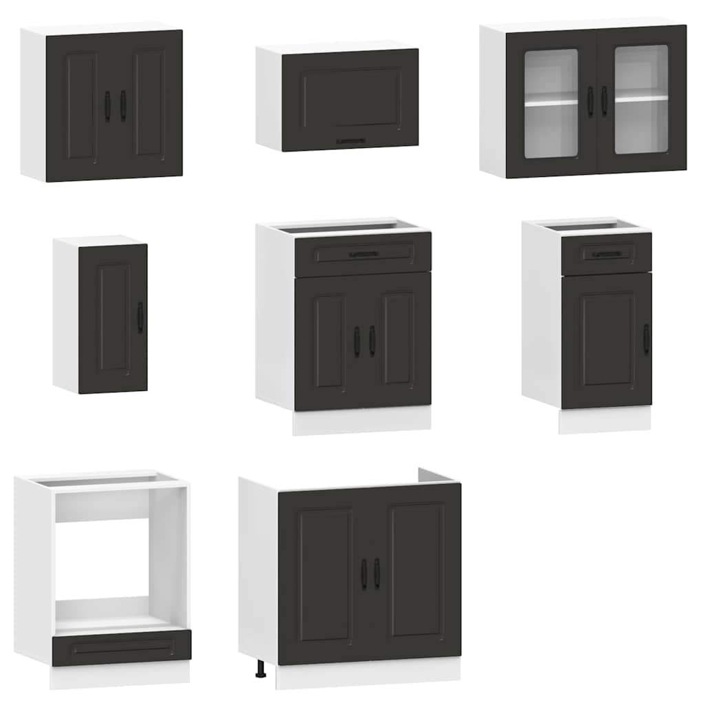 8 peças armário de cozinha conjunto Kalmar preto