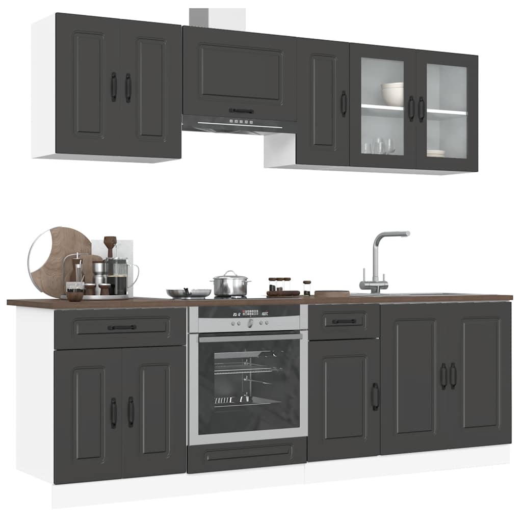 8 peças armário de cozinha conjunto Kalmar preto